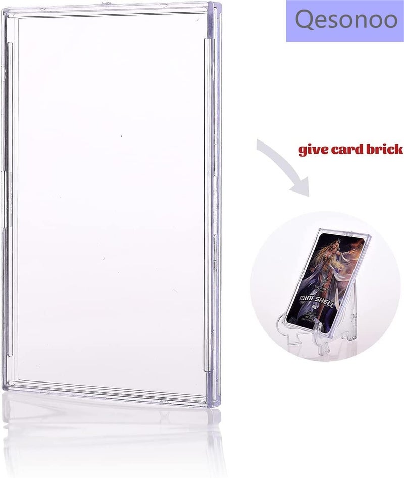 Qesonoo Cards Sleeves Top Loaders 10 Hard Acrylic Card Protector Clear Card Brick + 1 Display Stand Fit for Trading Cards Standard Sports Cards Baseball Card Holder Cases Collectibles White - Image 4